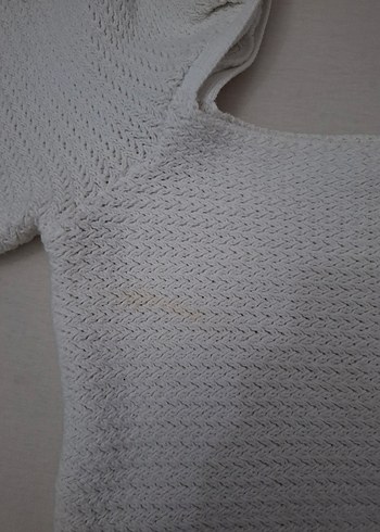 Beyaz Örgü Kadın Triko Bluz - Görsel 3