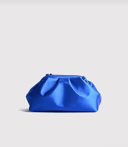 Clutch saten saks mavisi çanta