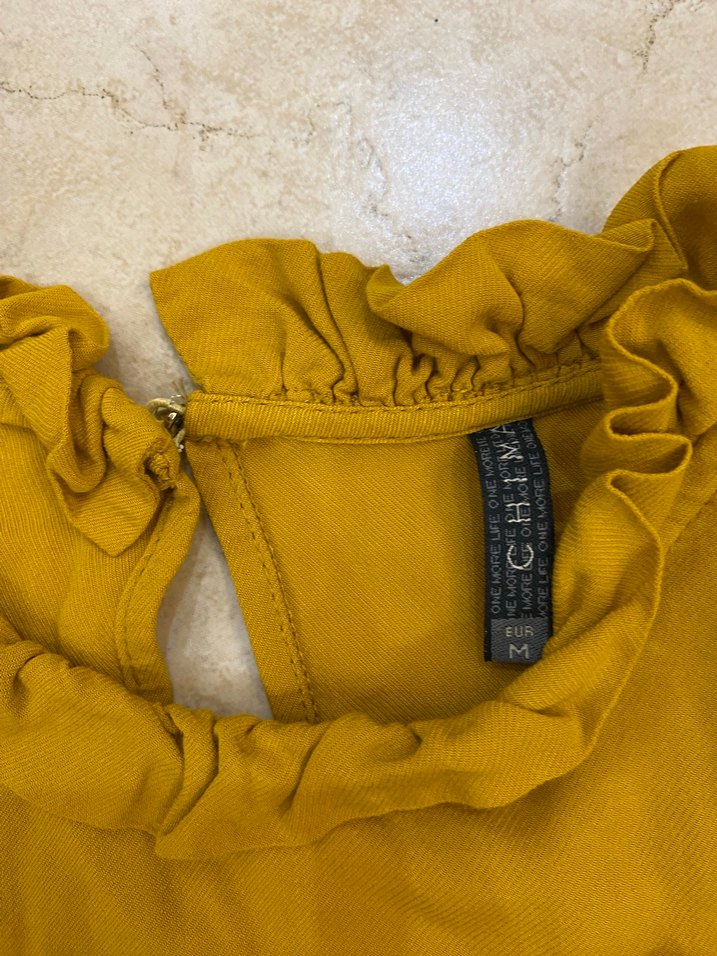 Fırfırlı Sarı Kadın Bluz - Görsel 2