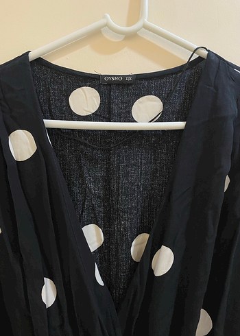 Uzun Kollu Puantiyeli Siyah Elbise - Görsel 2