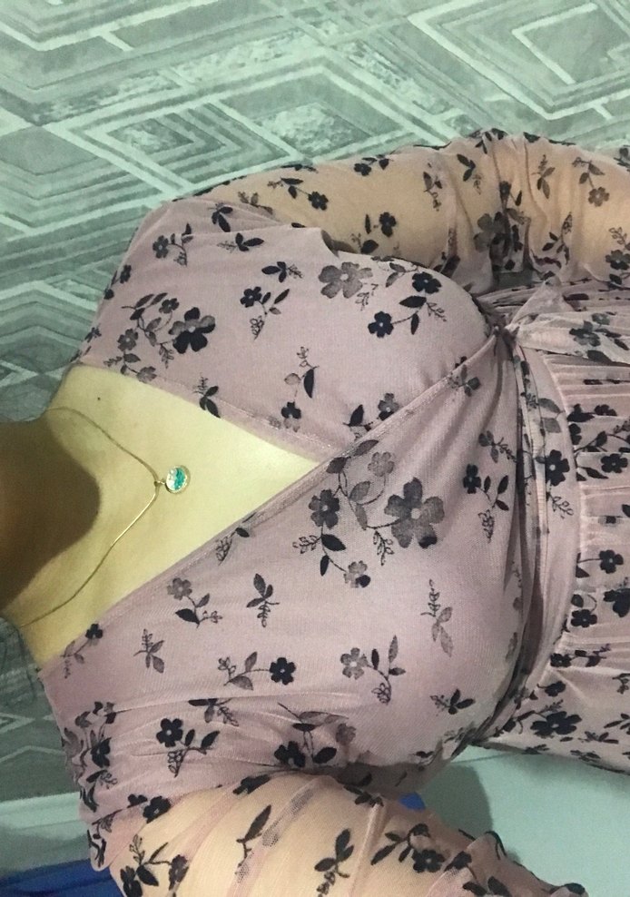 Pembe V Yaka Çiçekli elbise - Görsel 2