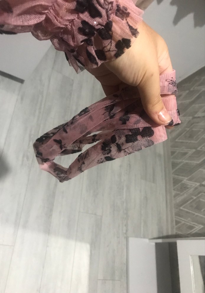 Pembe V Yaka Çiçekli elbise - Görsel 3