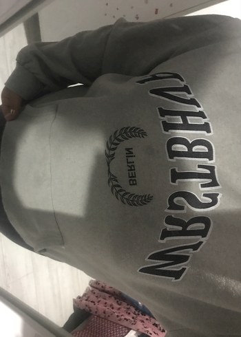 Gri Baskılı Kadın Sweatshirt - Görsel 2