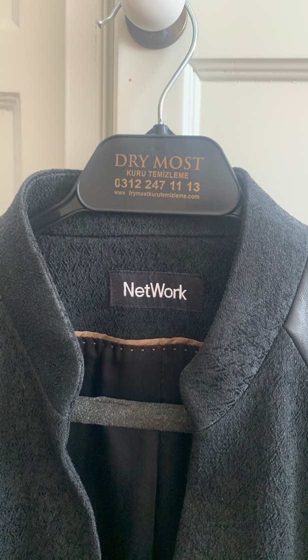 Siyah Deri Detaylı Kadın Blazer Ceket - Görsel 2