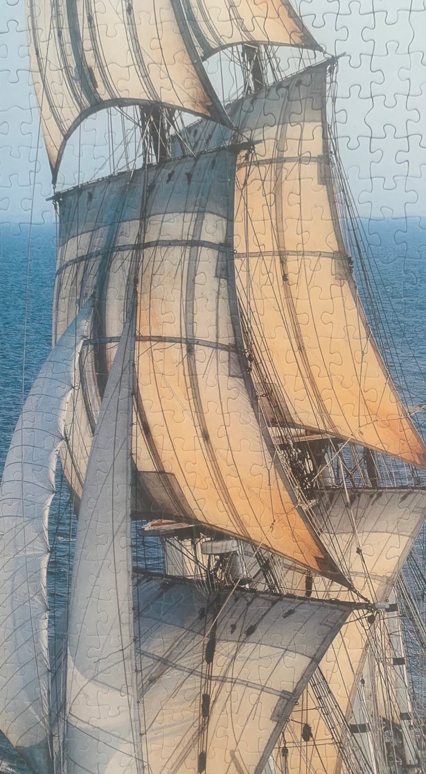 Bej Çerçeveli Yelkenli Gemi Tablosu - Görsel 2