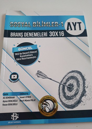 AYT Sosyal Bilimler-1 Branş Denemeleri 30x16