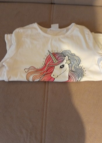 Beyaz Uzun Kollu Unicorn Baskılı Kız Tişörtü - Görsel 6