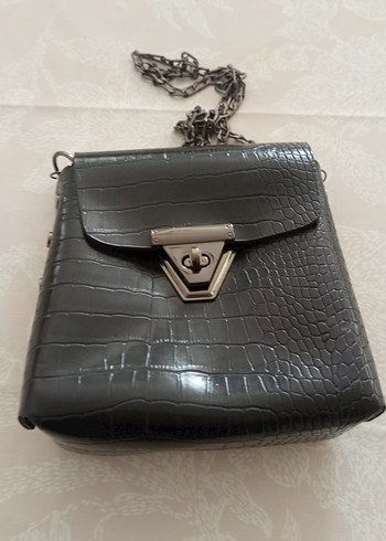 siyah Yılan Derisi Desenli Deri Kadın Çanta - Görsel 7