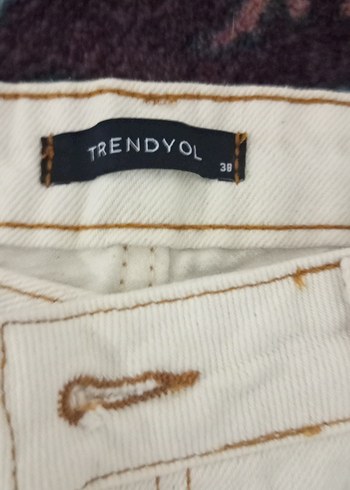 Kadın ekru Pamuklu Düğmeli Midi Jean - Görsel 2