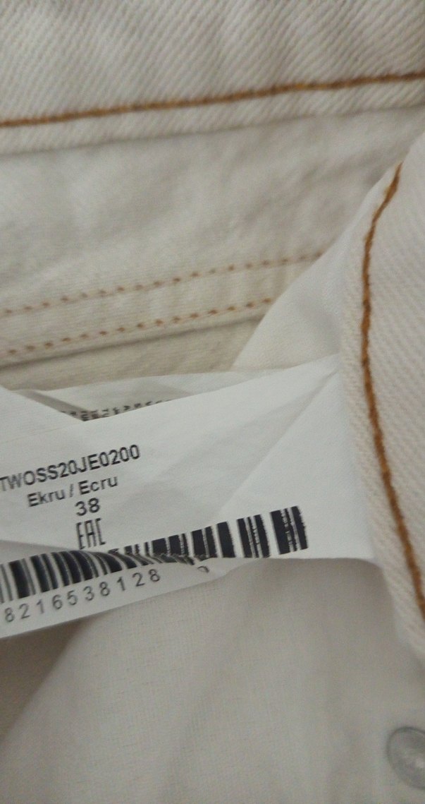 Kadın ekru Pamuklu Düğmeli Midi Jean - Görsel 3