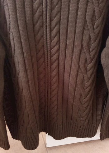 Kahverengi Örgü Yün Balıkçı Yaka Erkek Kazak - Görsel 9