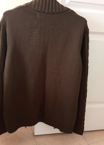 Kahverengi Örgü Yün Balıkçı Yaka Erkek Kazak - Görsel 6