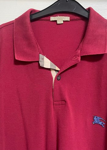 m Beden bordo Renk Bordo Kısa Kollu Pamuklu Polo Tişört-Burberry