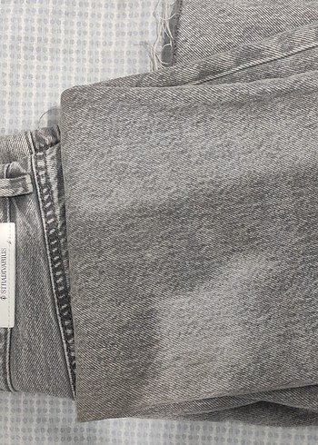 34 Beden gri Renk Stradivarius d96 crop straight pantolon