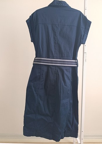 LC Waikiki Kemerli Lacivert Midi Kot Elbise