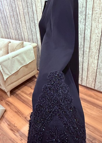 xxl Beden Dantel İşlemeli Siyah Uzun Kollu Gotik Abiye