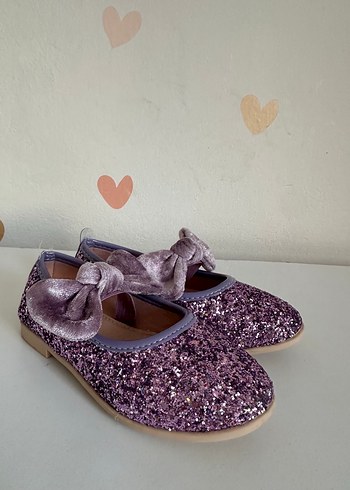 Diğer Kız Çocuk Mor Simli Fiyonk Detaylı Babet