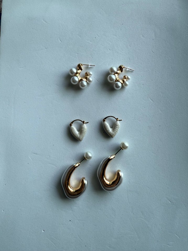 Paslanmaz Çelik 3 farklı inci küpeler - Görsel 3