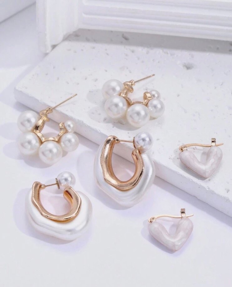 Paslanmaz Çelik 3 farklı inci küpeler - Görsel 2