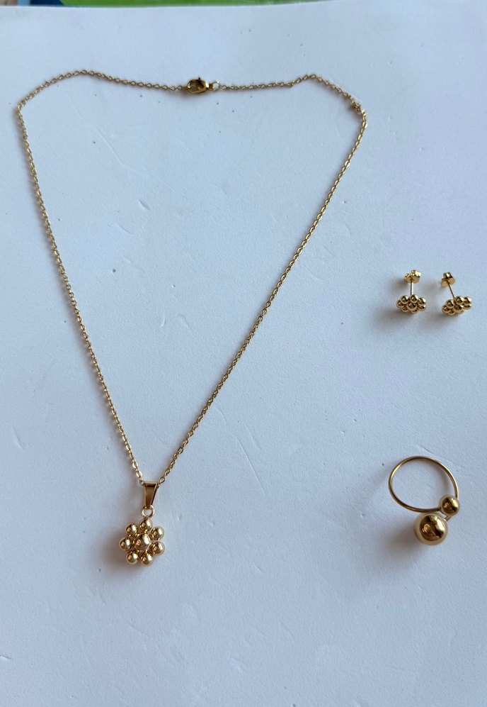 Paslanmaz çelik minimalist kolye küpe yüzük seti - Görsel 5