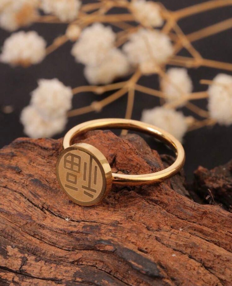 Paslanmaz çelik Çin tarzı kolye küpe yüzük seti - Görsel 3