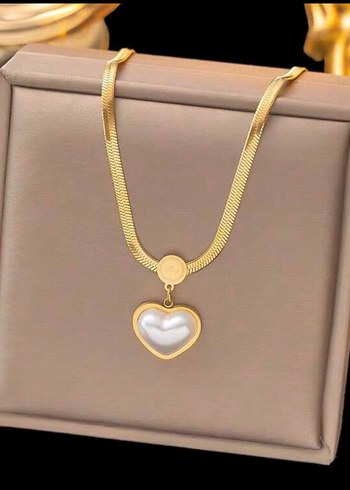 Paslanmaz çelik düz zincir kalp kolye küpe seti - Görsel 2