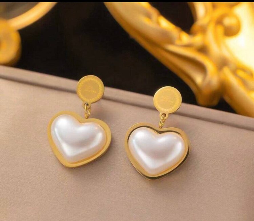 Paslanmaz çelik düz zincir kalp kolye küpe seti - Görsel 3