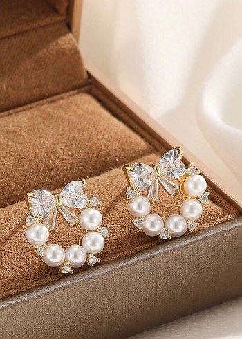 Paslanmaz çelik zincir inci kolye küpe seti - Görsel 3