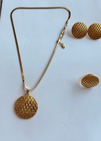 Paslanmaz çelik şık küpe kolye yüzük seti - Görsel 3