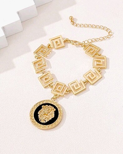 Beden altın Renk Versace model küpe bilezik kolye seti