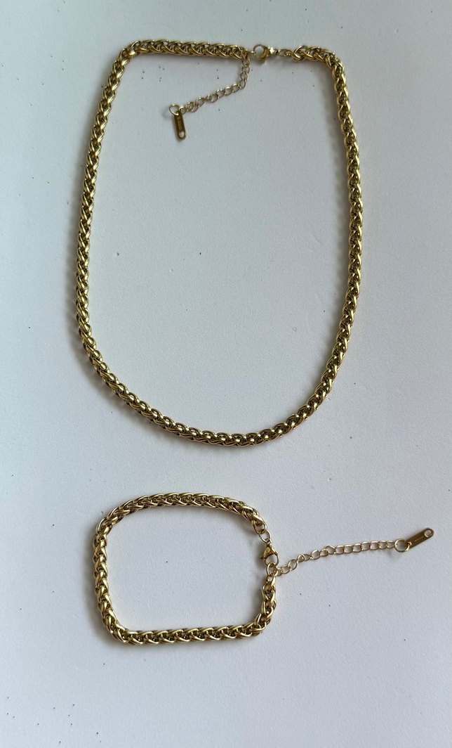 Paslanmaz çelik zincir kolye bileklik seti - Görsel 2