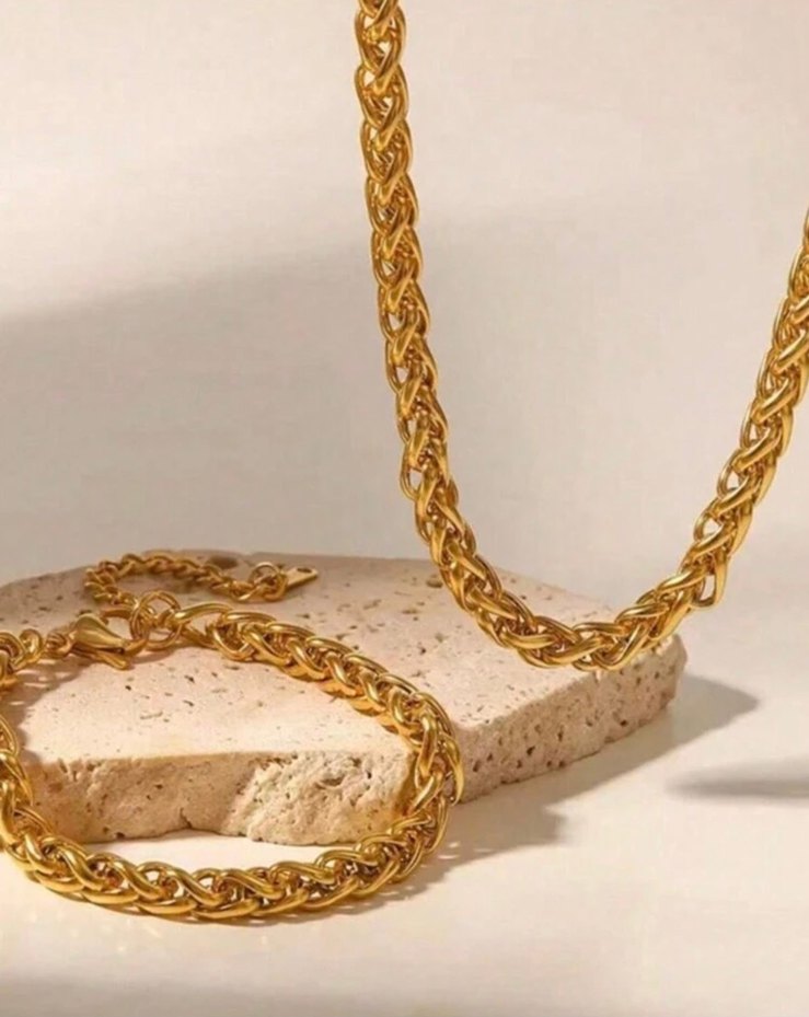 Paslanmaz çelik zincir kolye bileklik seti - Görsel 3