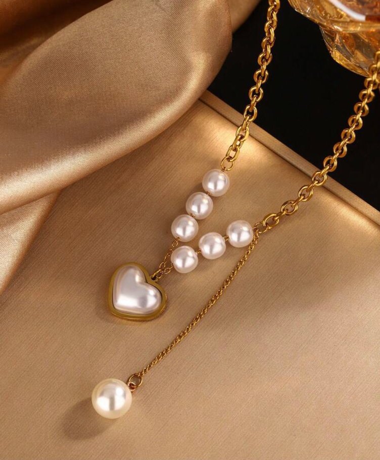 Paslanmaz Çelik kalp şeklinde bileklik kolye seti - Görsel 3