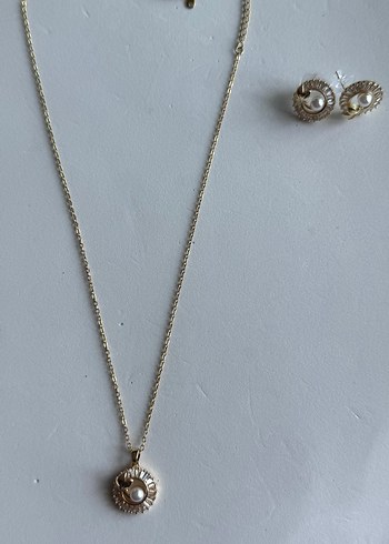 Paslanmaz Çelik çember yaprak küpe kolye seti - Görsel 2