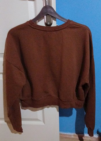 Kahverengi Salaş Kadın Sweatshirt - Görsel 2