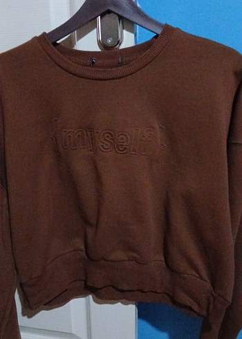 Kahverengi Salaş Kadın Sweatshirt - Görsel 3