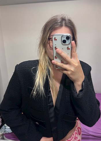 Düğmeli, Uzun Kollu Kadın Blazer Ceket