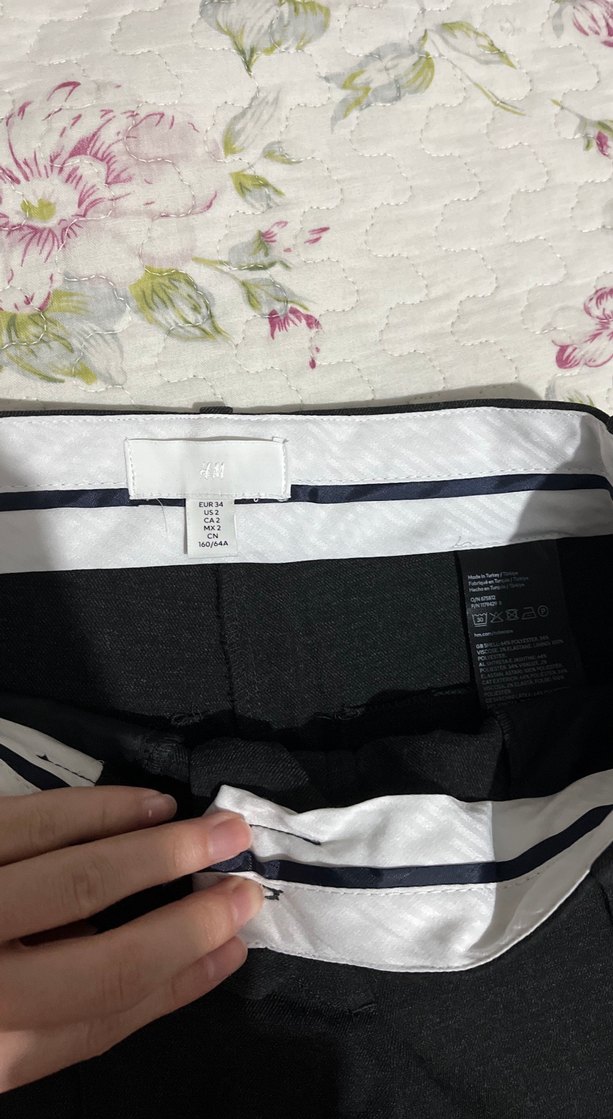 H&M Koyu Gri Kadın Keten Kumaş Pantolon - Görsel 2