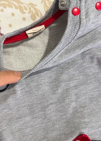 Gri Nakışlı Uzun Kollu kalın Bebek Takımı - Görsel 3