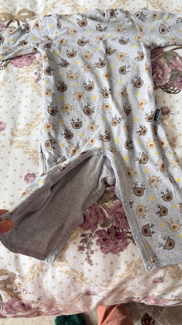 Uzun Kollu Gri Erkek Bebek Tulum - Görsel 3