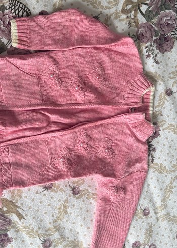 Nakışlı Pembe Bohem Kız Hırka - Görsel 3