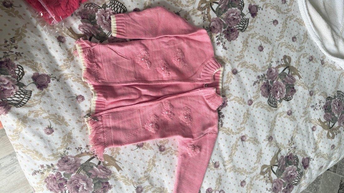 Nakışlı Pembe Bohem Kız Hırka - Görsel 3