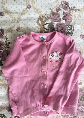 Düğmeli Pembe Kız Çocuk Hırka - Görsel 2