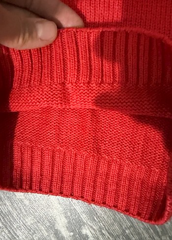 Kırmızı Örgü Kadın Kazak - Görsel 2