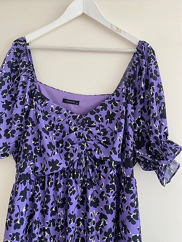 48 Beden Mor Leopar Elbise