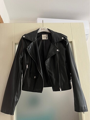 Siyah Biker Deri Ceket