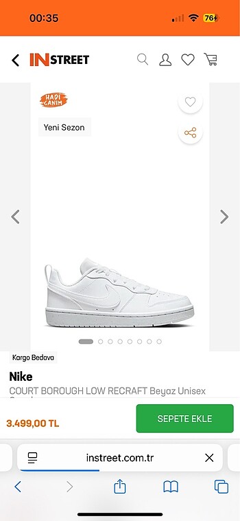 37,5 Beden beyaz Renk Nike COURT borough low