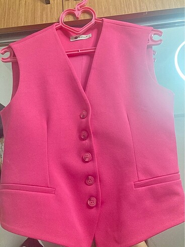 Diğer Pembe Kısa Kollu Blazer Yelek