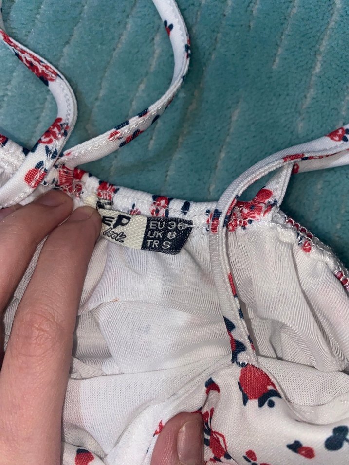 Beyaz Çiçek Desenli Mini Elbise lolita - Görsel 4