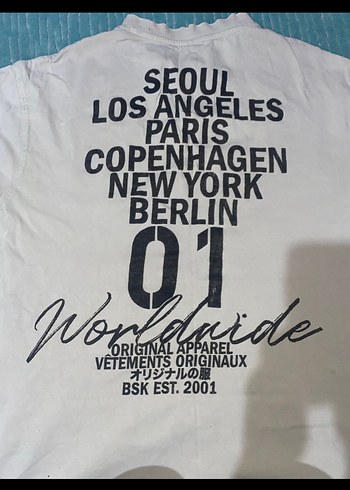 Beyaz Keten Kısa Kollu Tişört - Görsel 2